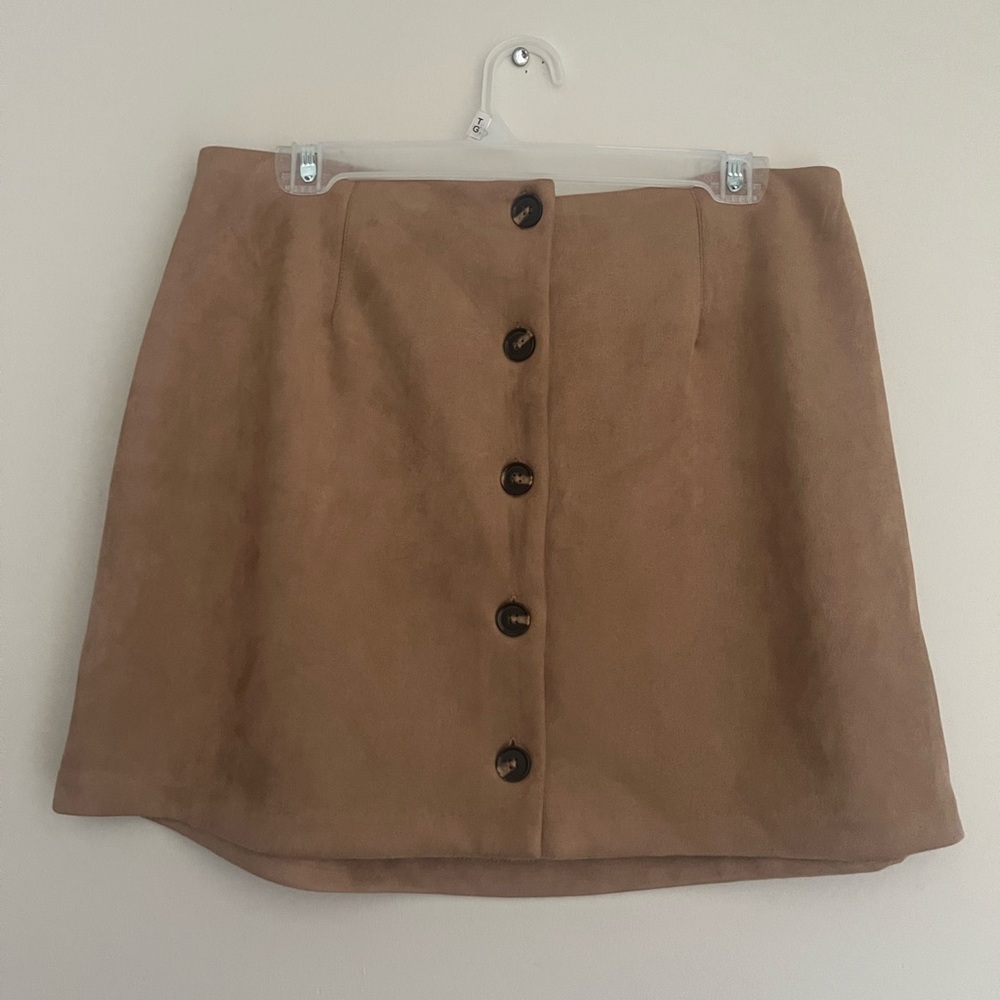 wild fable suede brown button skirt
